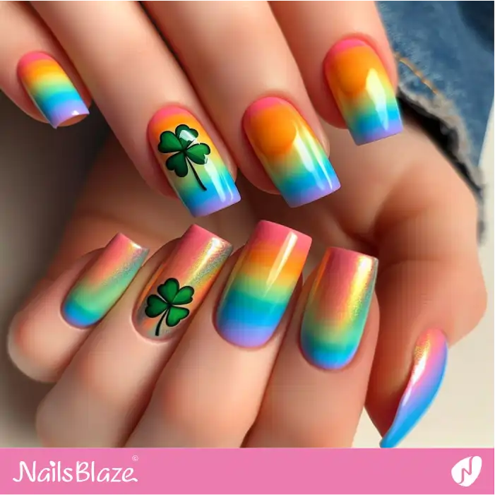 Cute Colorful Clover Nails | Nature-inspired Nails - NB1594